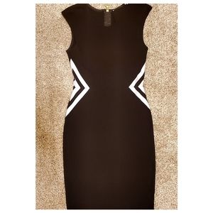 Classy black and white knee length dress